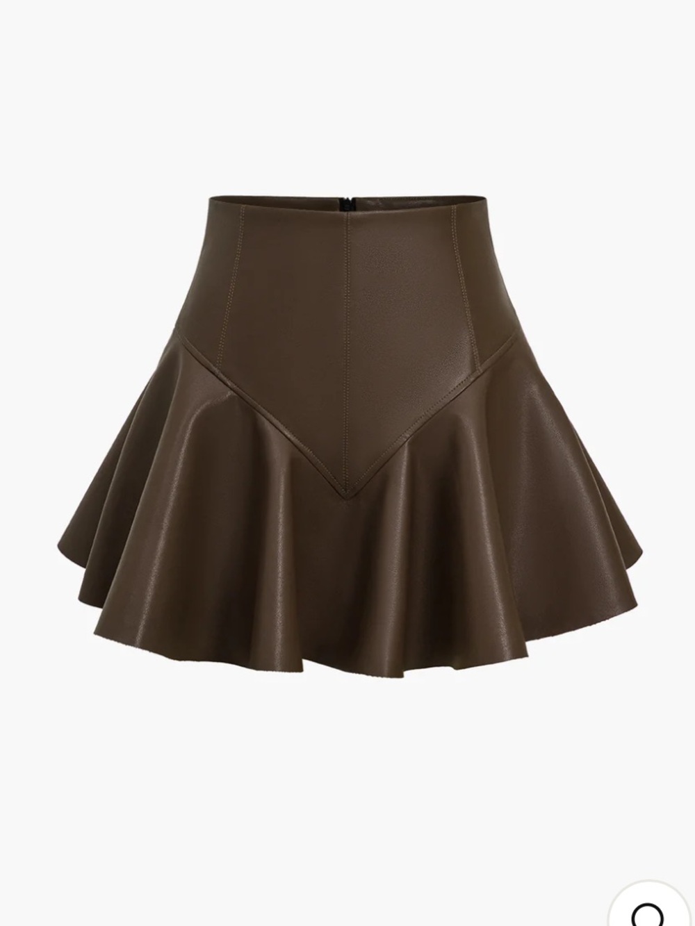 NWT Commense Brown Faux Leather Ruched Mini Skirt